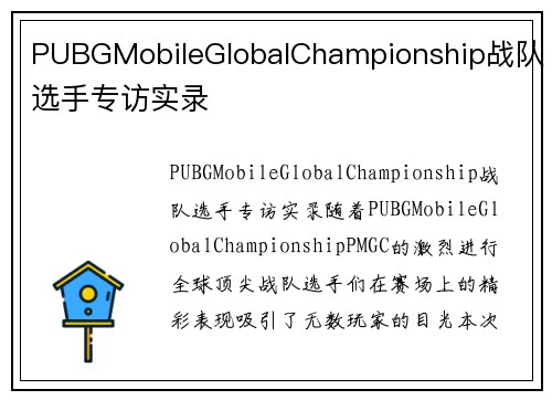 PUBGMobileGlobalChampionship战队选手专访实录